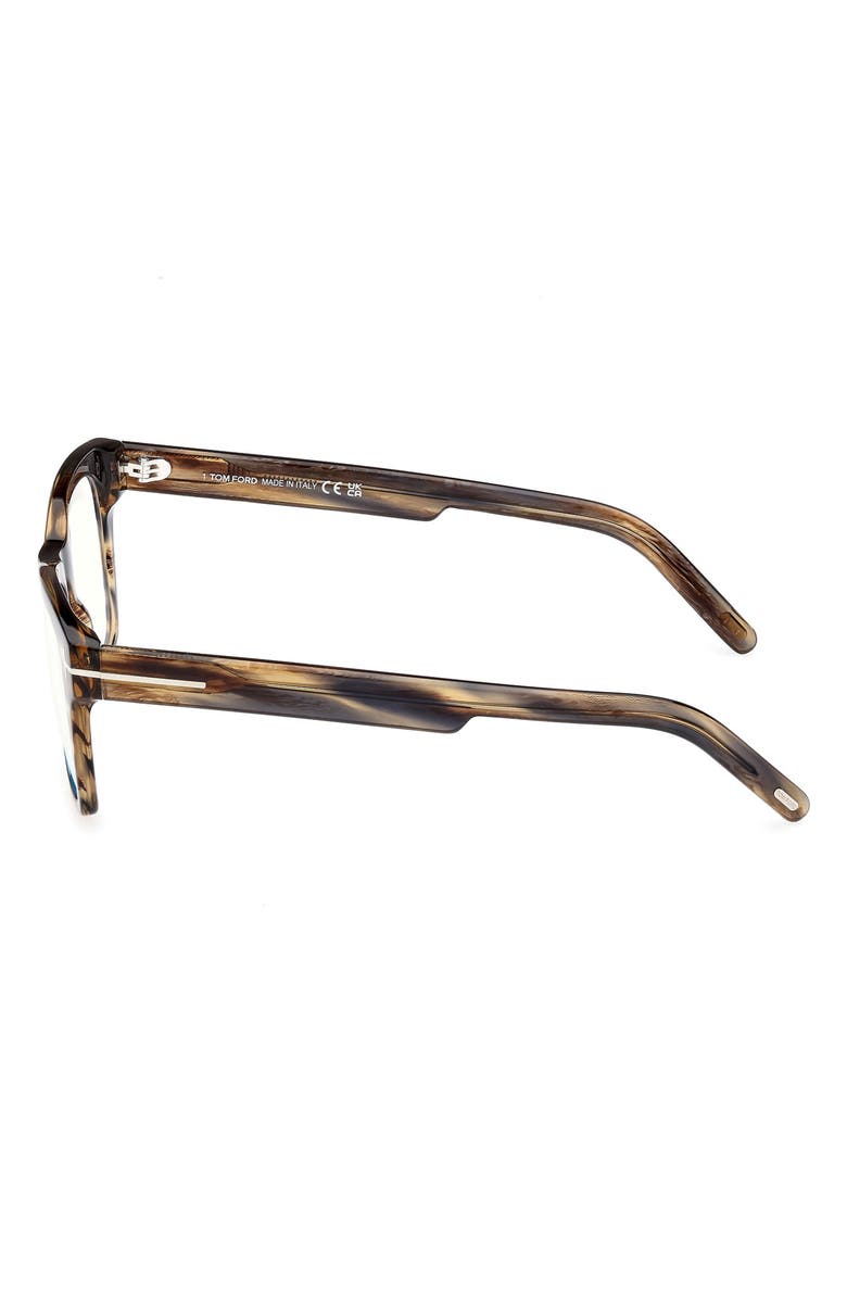 TOM FORD 52mm Square Blue Light Blocking Optical Glasses, Alternate, color, Tobacco Brown Palladium