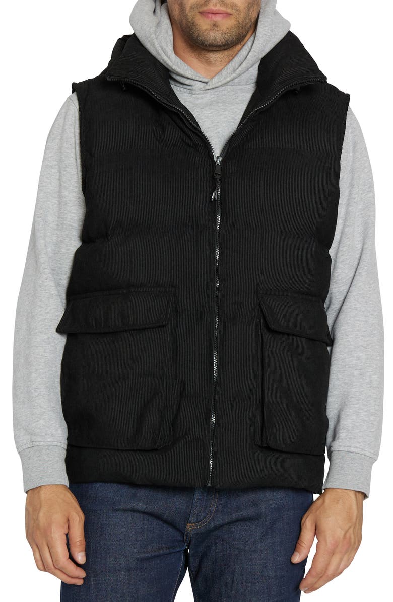 Sean John Corduroy Utility Hooded Puffer Vest, Main, color, 