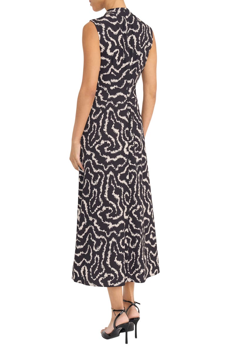 Maggy London Print Mock Neck Sleeveless Midi Dress, Alternate, color, Black/ Tan