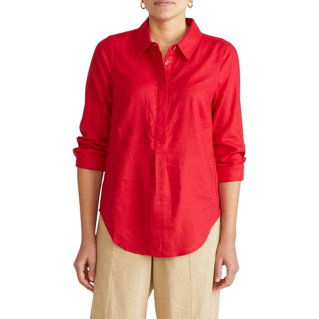 Universal Standard Elbe Stretch Shirt In Red