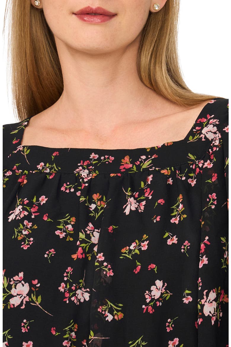 Square Neck Bubble Top, Alternate, color, BLACK