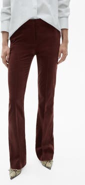 MANGO Pleated Velvet Straight Leg Pants