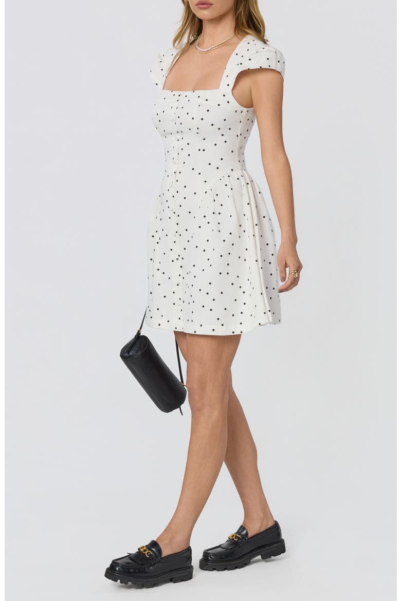 Averi Polka Dot Minidress, Alternate, color, WHITE/ BLACK POLKA DOT