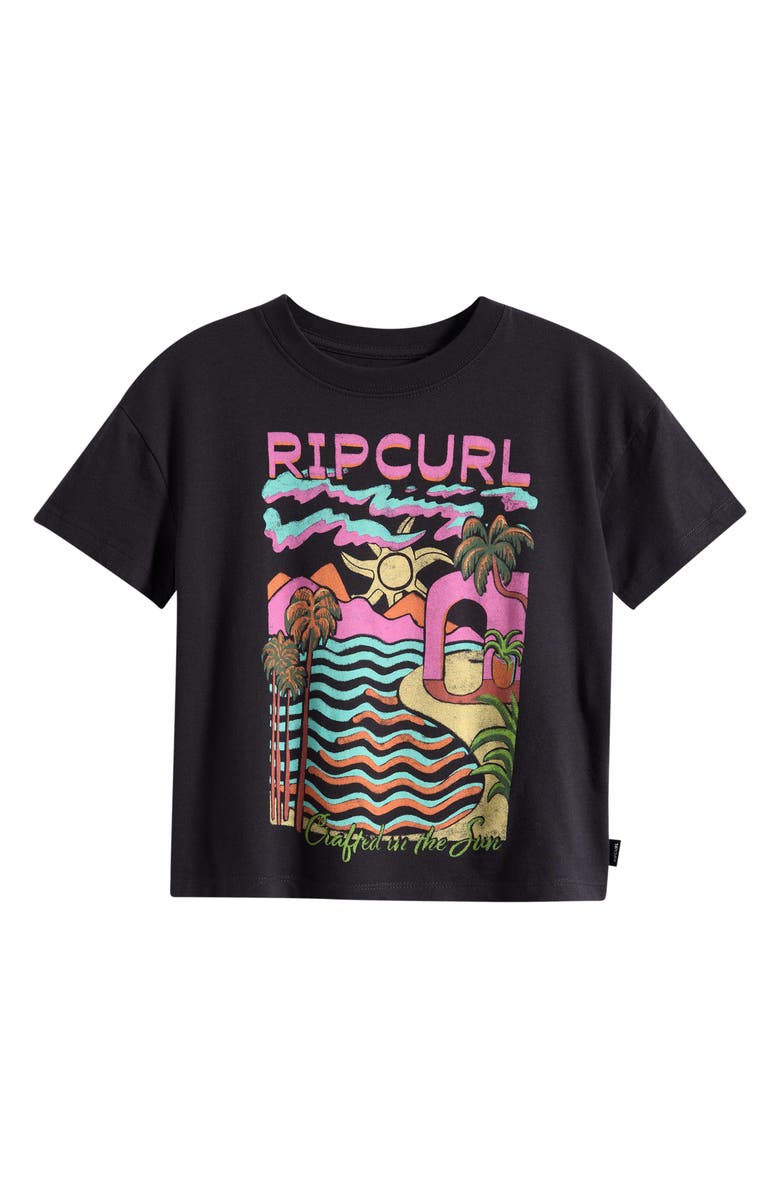 Rip Curl Kids' Half Moon Bay Cotton Graphic T-Shirt, Main, color, Washed Black