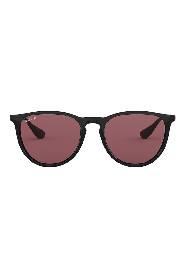 54mm Polarized Gradient Round Sunglasses, Main, color, BLACK/ PURPLE