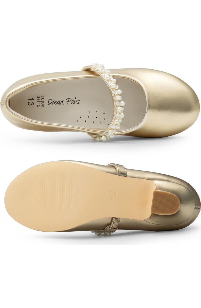 DREAM PAIRS Kids' Embellished Mary Jane Flat, Alternate, color, Gold