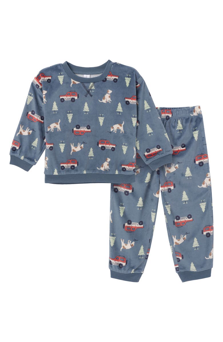 Modern Moments<sup
™</sup
 by Gerber Fleece Pajama Top 
Pant Set, Main, color, Blue Camp