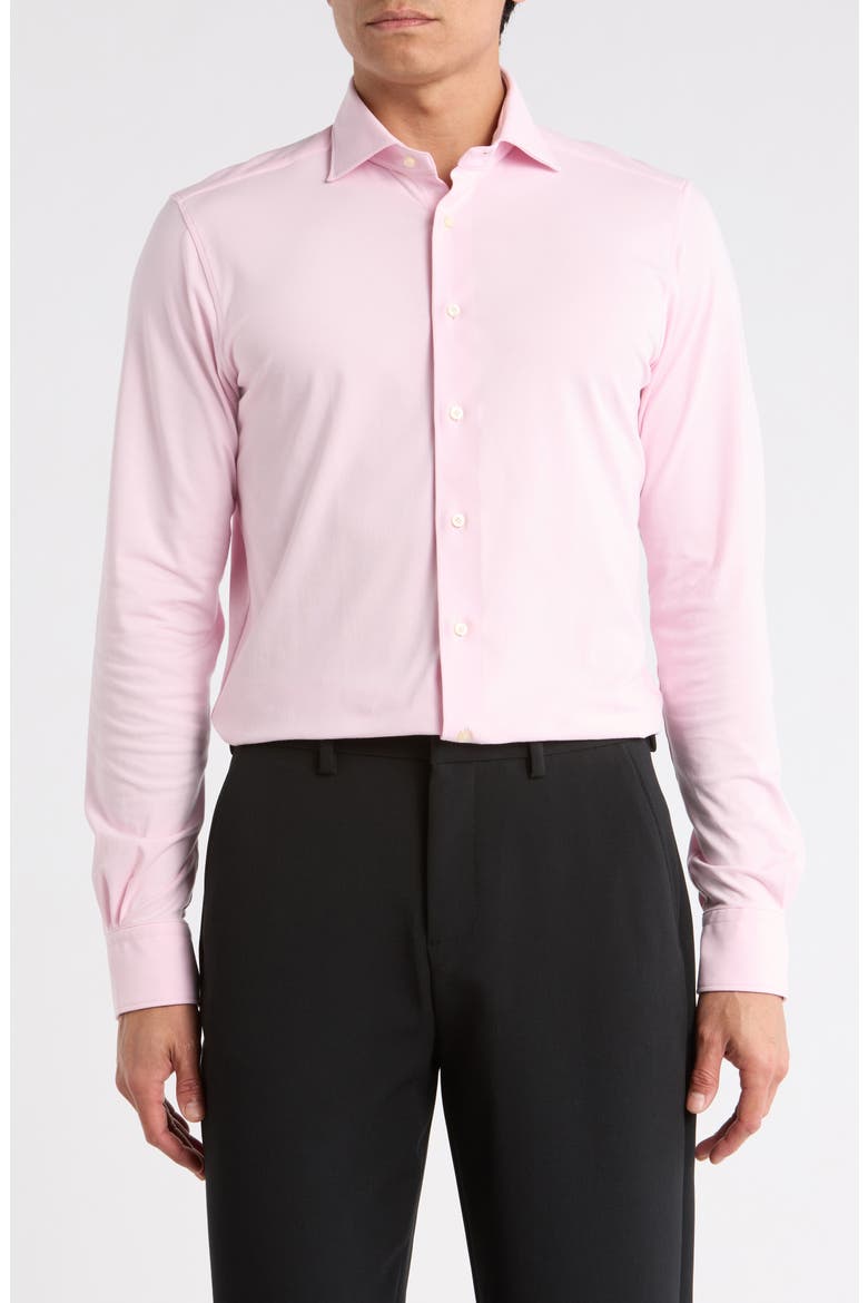 4Flex Stretch Modern Fit Knit Dress Shirt, Main, color, PINK