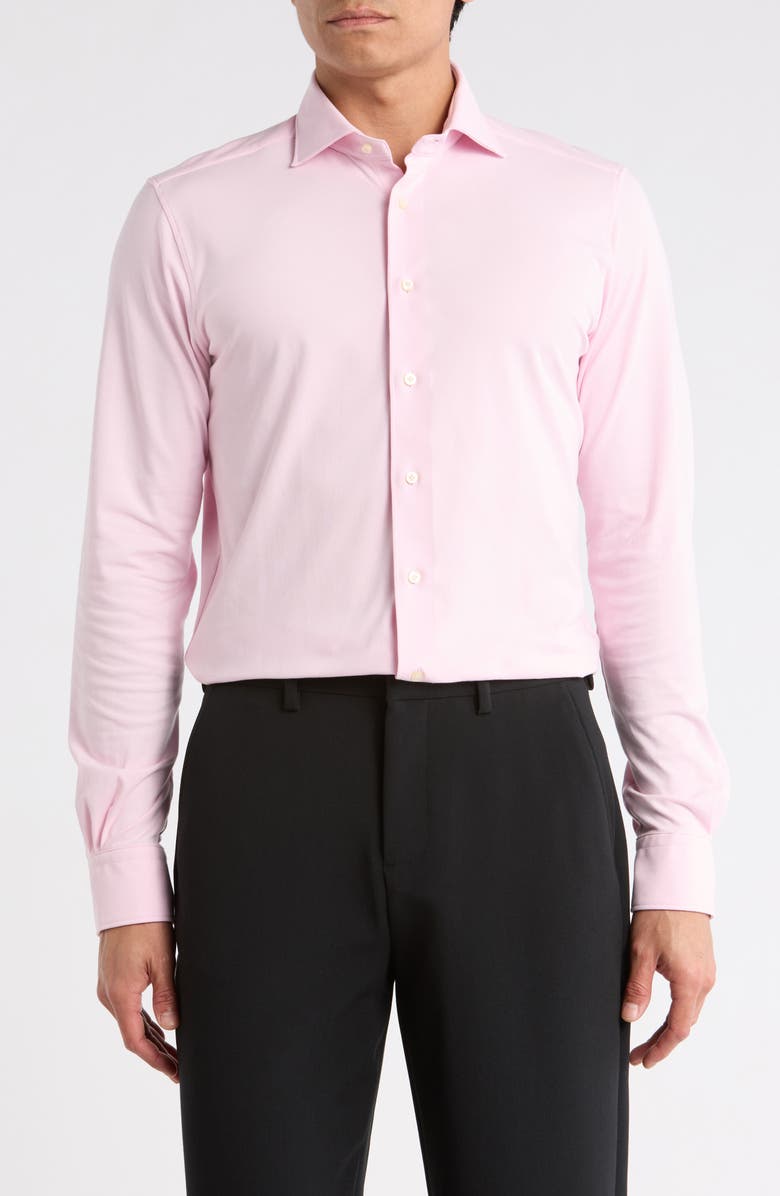 Emanuel Berg 4Flex Stretch Modern Fit Knit Dress Shirt, Main, color, Pink