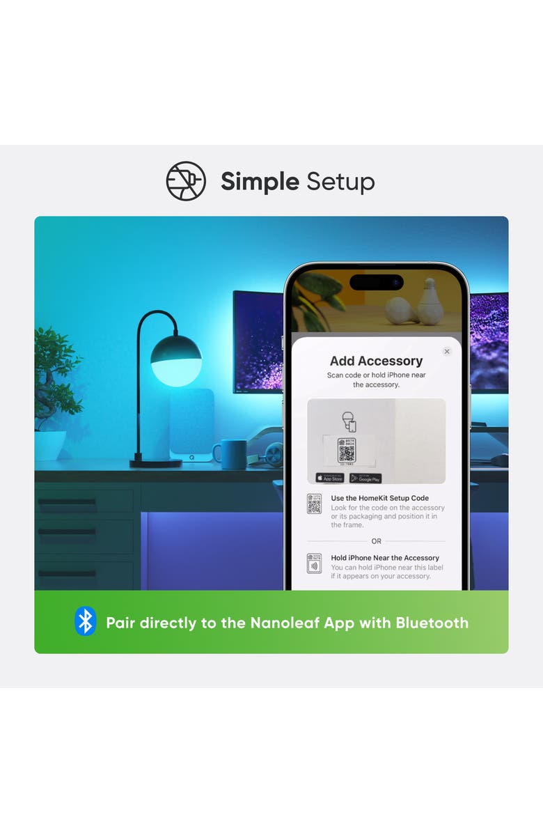 Nanoleaf Caveman Matter & Wi-Fi A19 Smart LED Light Bulb, Alternate, color, Multicolor