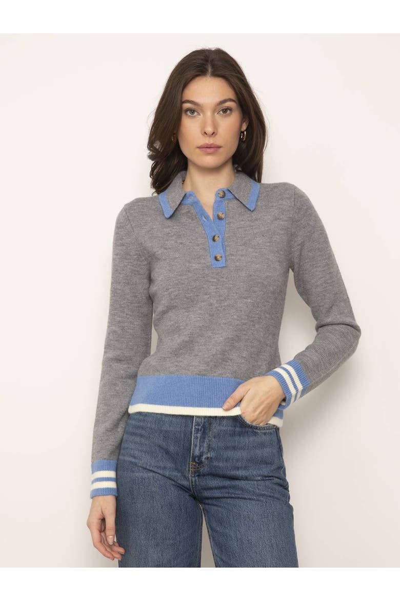 Ezra Bright Piped Polo, Main, color, HEATHER