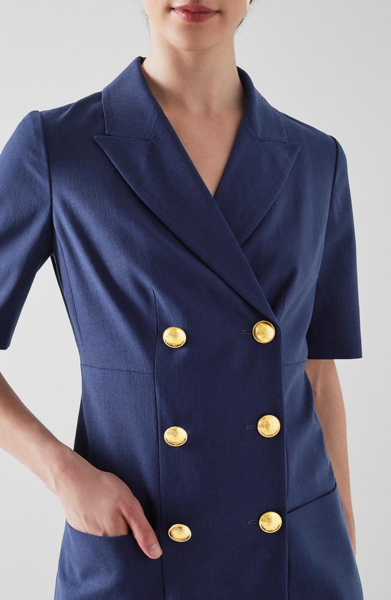 LK Bennett Kennedy Double Breasted Blazer Dress, Alternate, color, Spring Navy