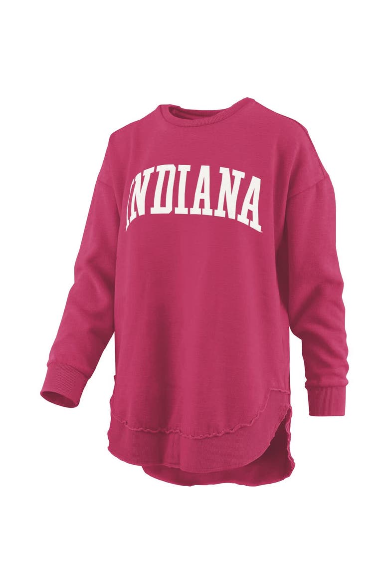Women's Pressbox  Crimson Indiana Hoosiers Melange Poncho Vintage Fleece Long Sleeve Pullover Sweatshirt, Alternate, color, Crimson