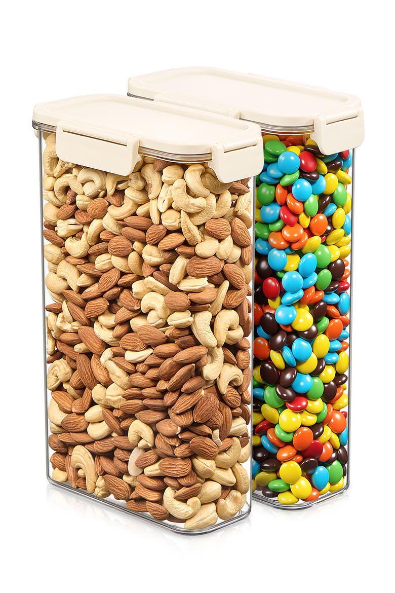Set of 2 Airtight Food Storage Containers, Alternate, color, NO COLOR