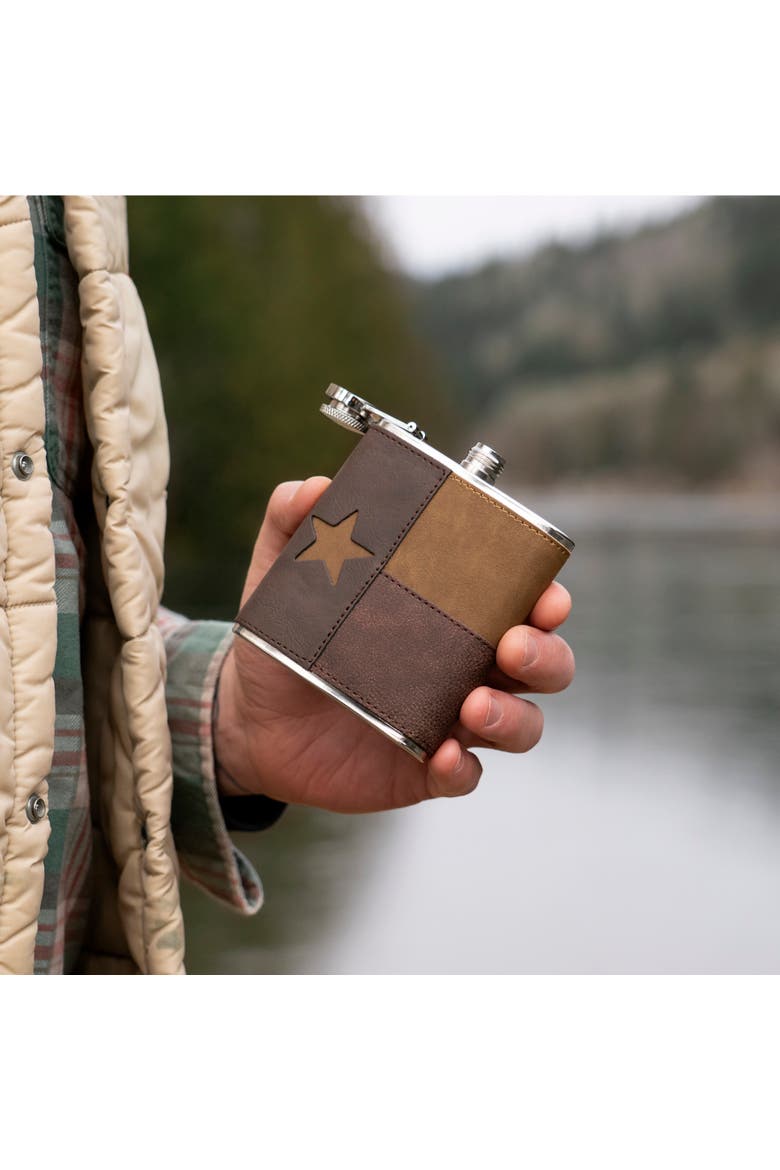 Leather Texas Flask, Alternate, color, Brown