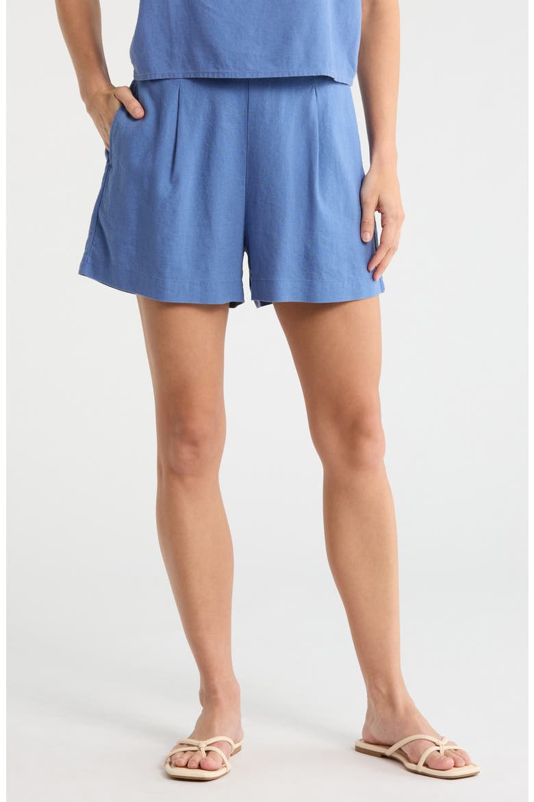 Solid Linen Blend Shorts, Main, color, DELPHINIUM BLUE