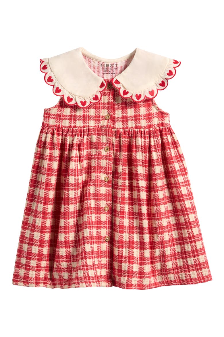 Kids' Gingham Embroidered Dress, Main, color, PINK