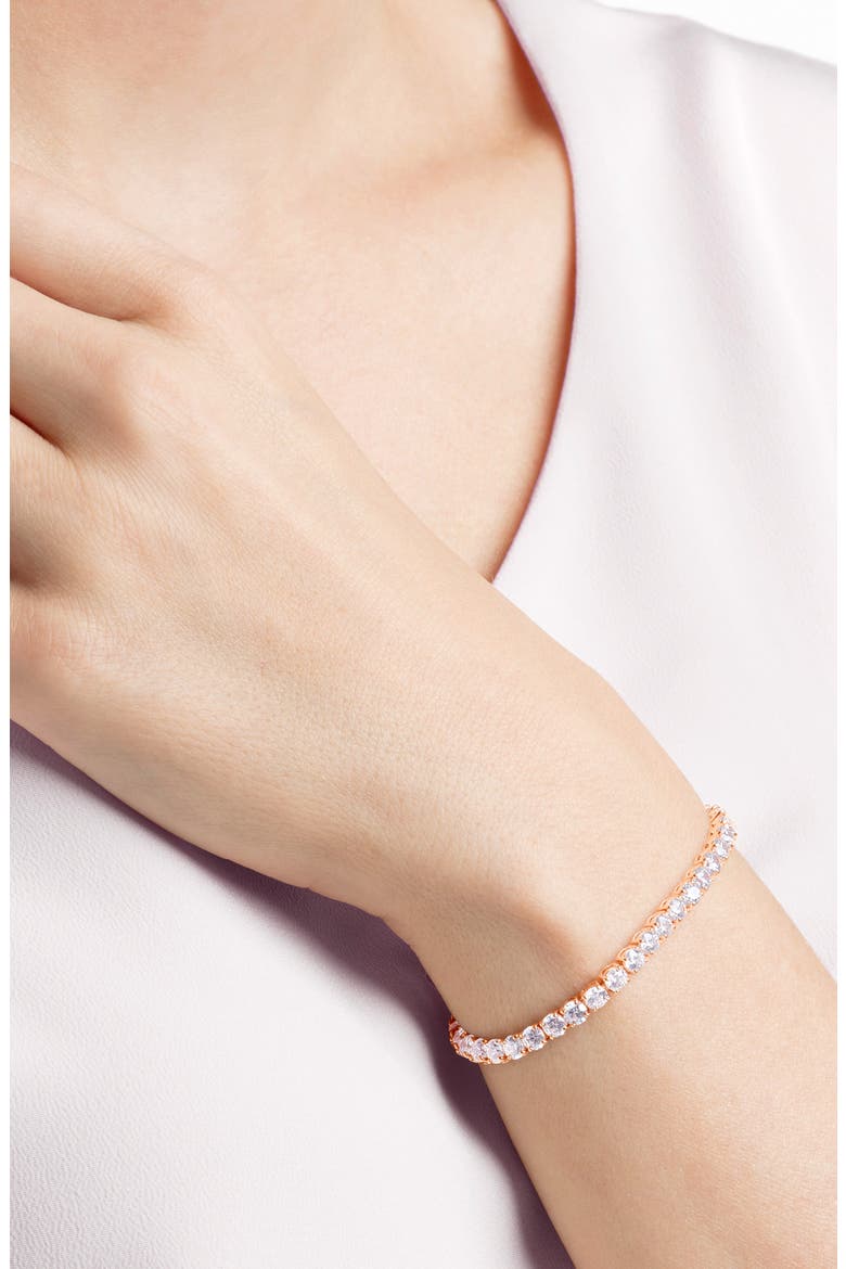 Deluxe Crystal Tennis Bracelet, Alternate, color, ROSE GOLD