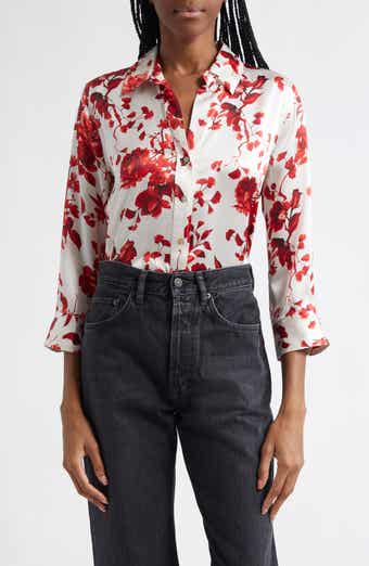 Dani Floral Silk Charmeuse Blouse