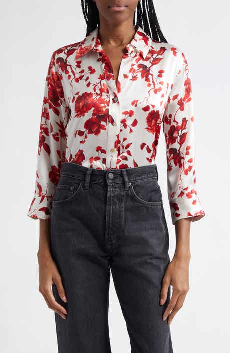 Dani Floral Silk Charmeuse Blouse