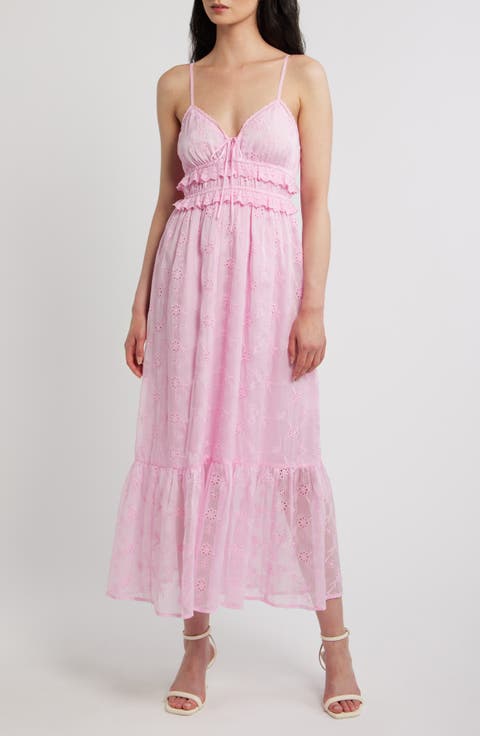 Ruffle Hem Eyelet Dress