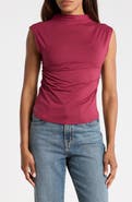 NORDSTROM RACK Sleeveless Ruched Mock Neck Top