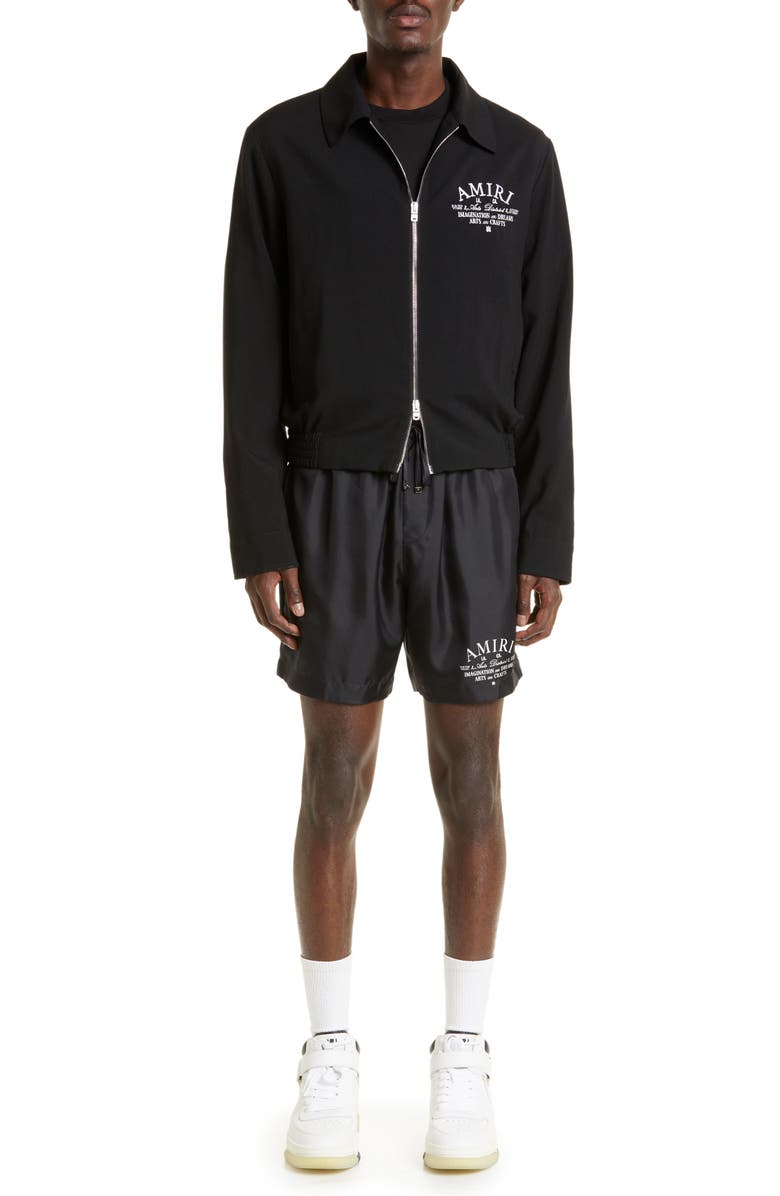 AMIRI Arts District Wool Blend Blouson Jacket, Alternate, color, Black