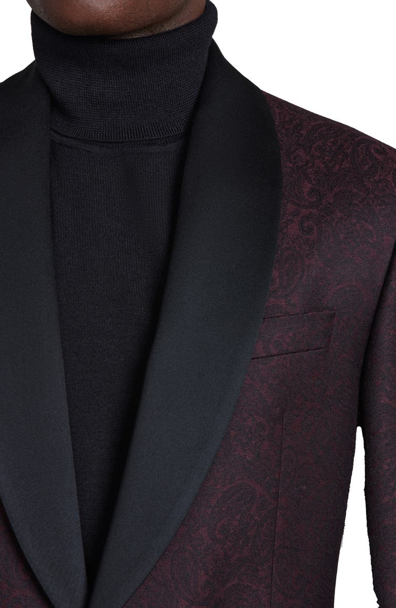 Jack Victor Ethan Paisley Shawl Collar Wool Blend Dinner Jacket, Alternate, color, 