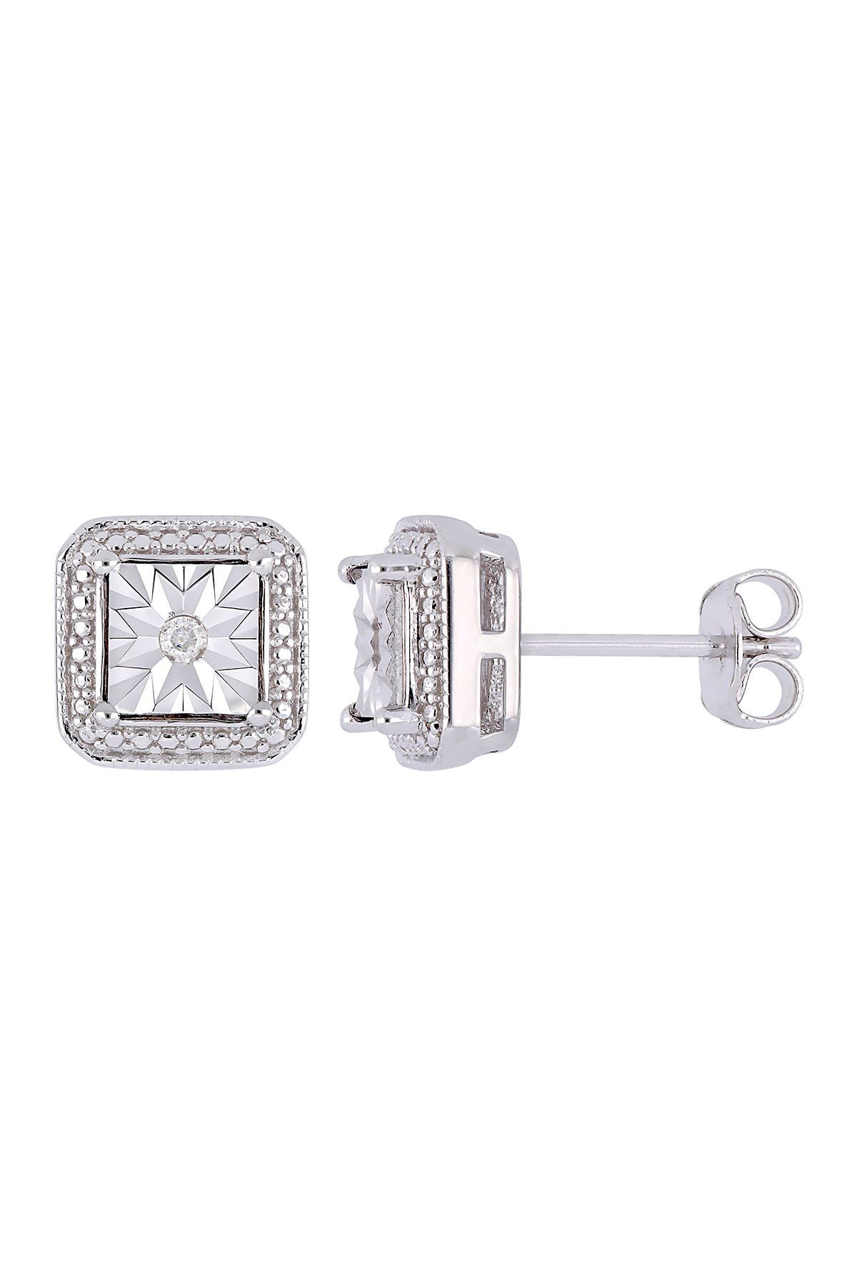 DELMAR Sterling Silver Diamond Stud Earrings - 0.04ct.