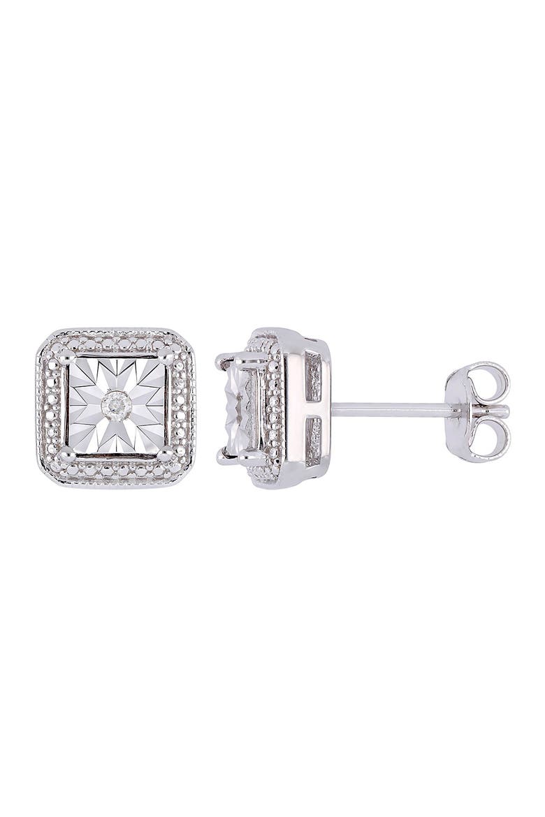 Sterling Silver Diamond Stud Earrings - 0.04ct., Main, color, SILVER