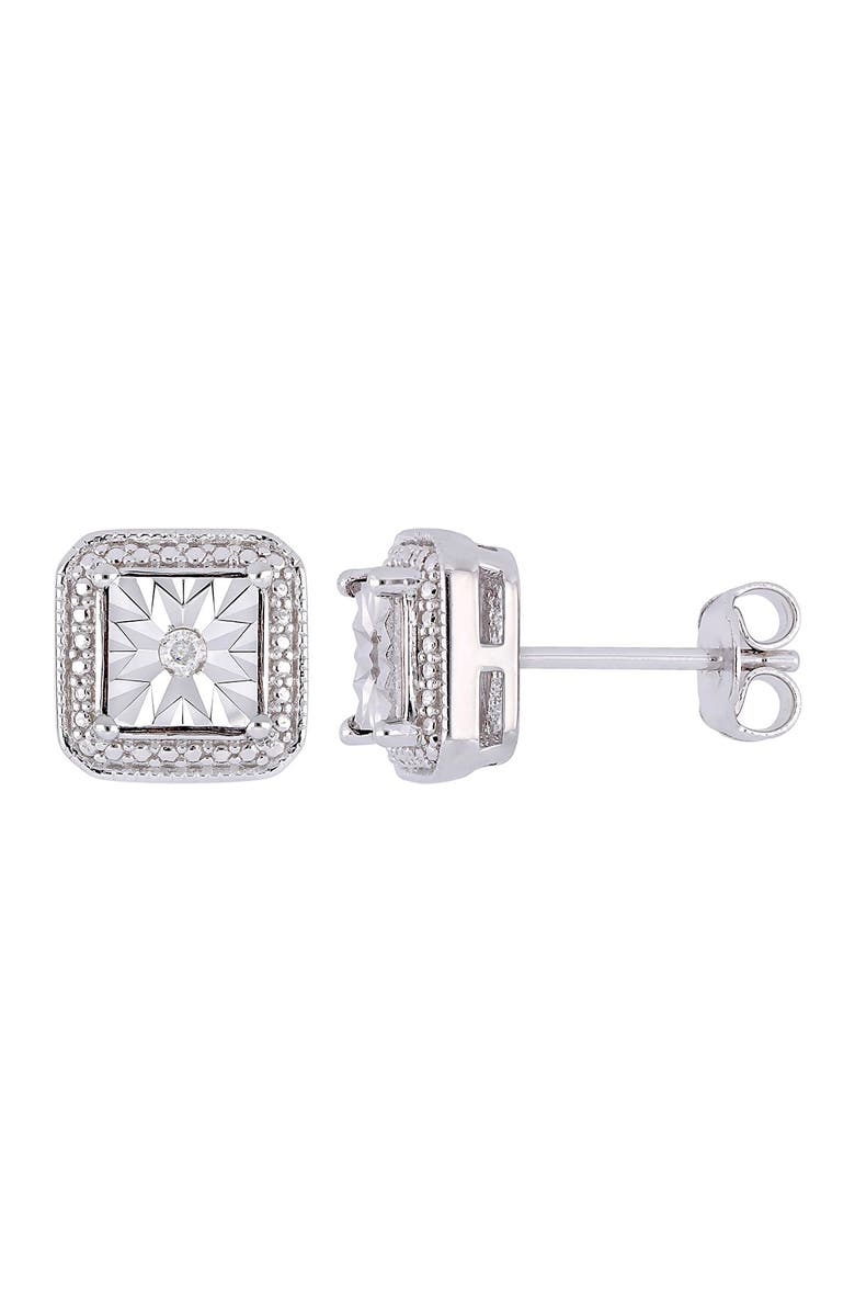 DELMAR Sterling Silver Diamond Stud Earrings - 0.04ct., Main, color, Silver