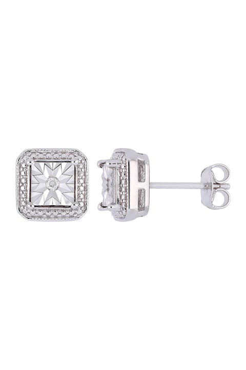Sterling Silver Diamond Stud Earrings - 0.04ct.