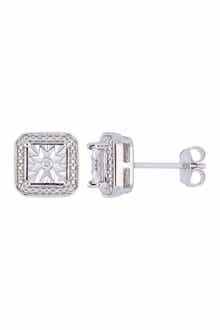 DELMAR Sterling Silver Diamond Stud Earrings - 0.04ct.