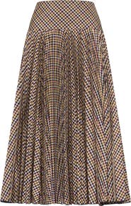 Maison Common Vichy Taffeta Skirt With Plisse