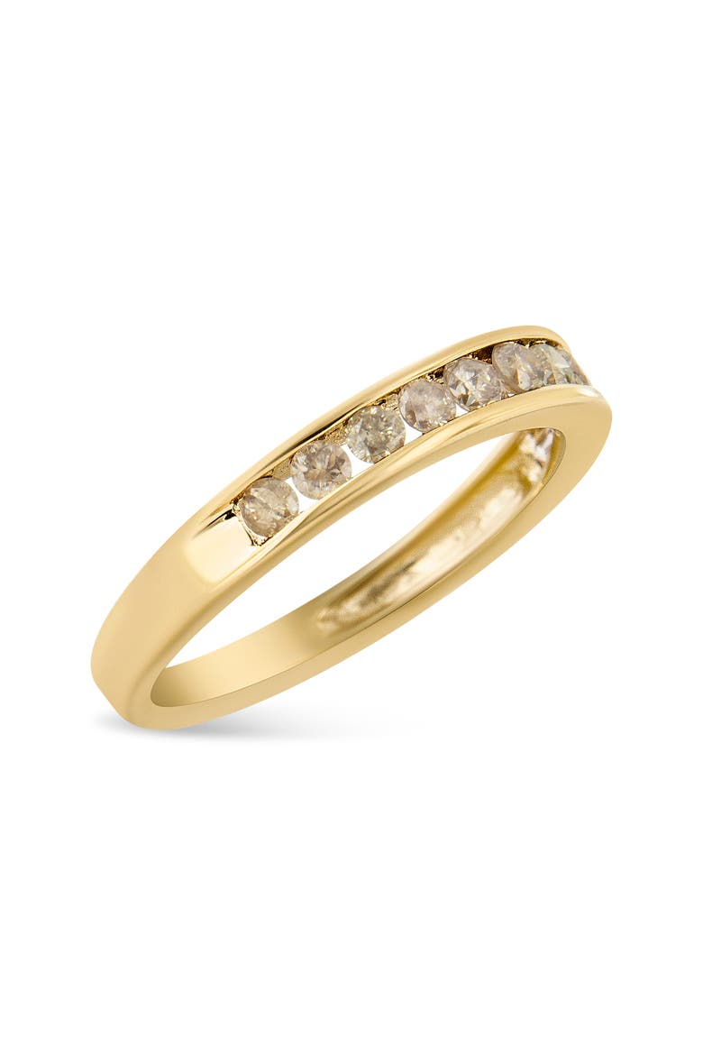 14K Yellow Gold Plated Silver 1/2 Cttw Channel Set Champagne Diamond Band Ring, Alternate, color, Yellow