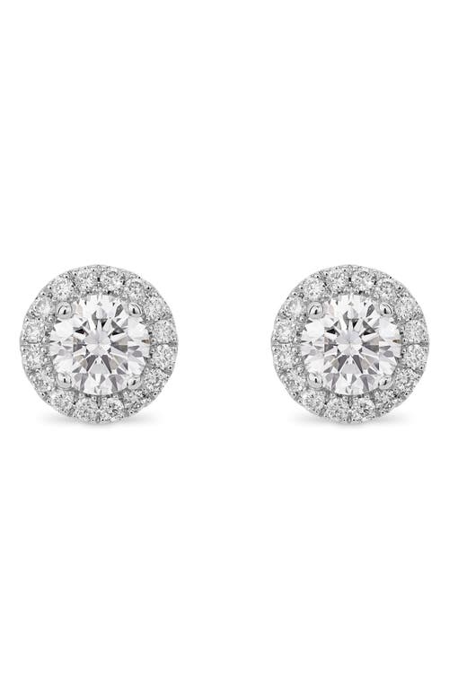 LIGHTBOX 1-Carat Lab Grown Diamond Halo Stud Earrings in White/14K White Gold  product