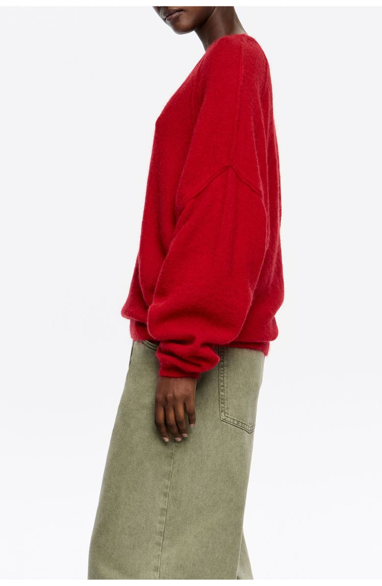 Bimba y Lola Mohair Maxi Raglan Sweater, Alternate, color, Red