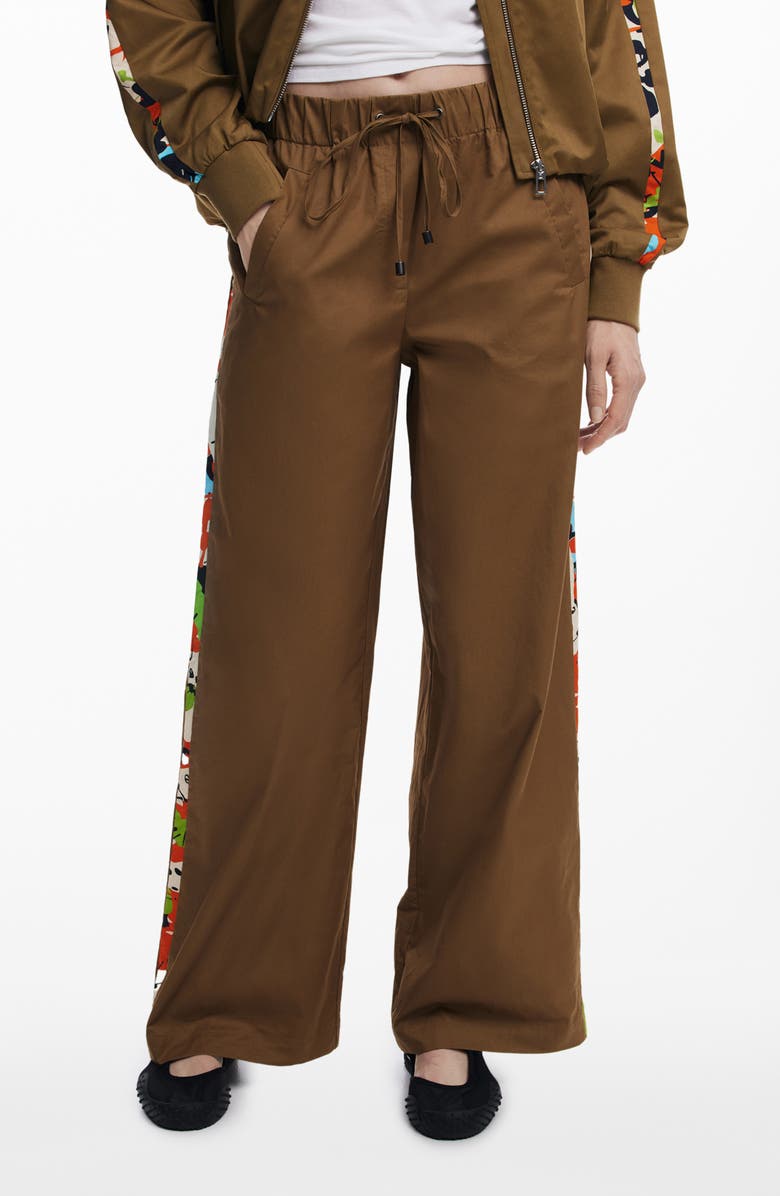 Desigual Cotton Drawstring Pants, Main, color, Camel