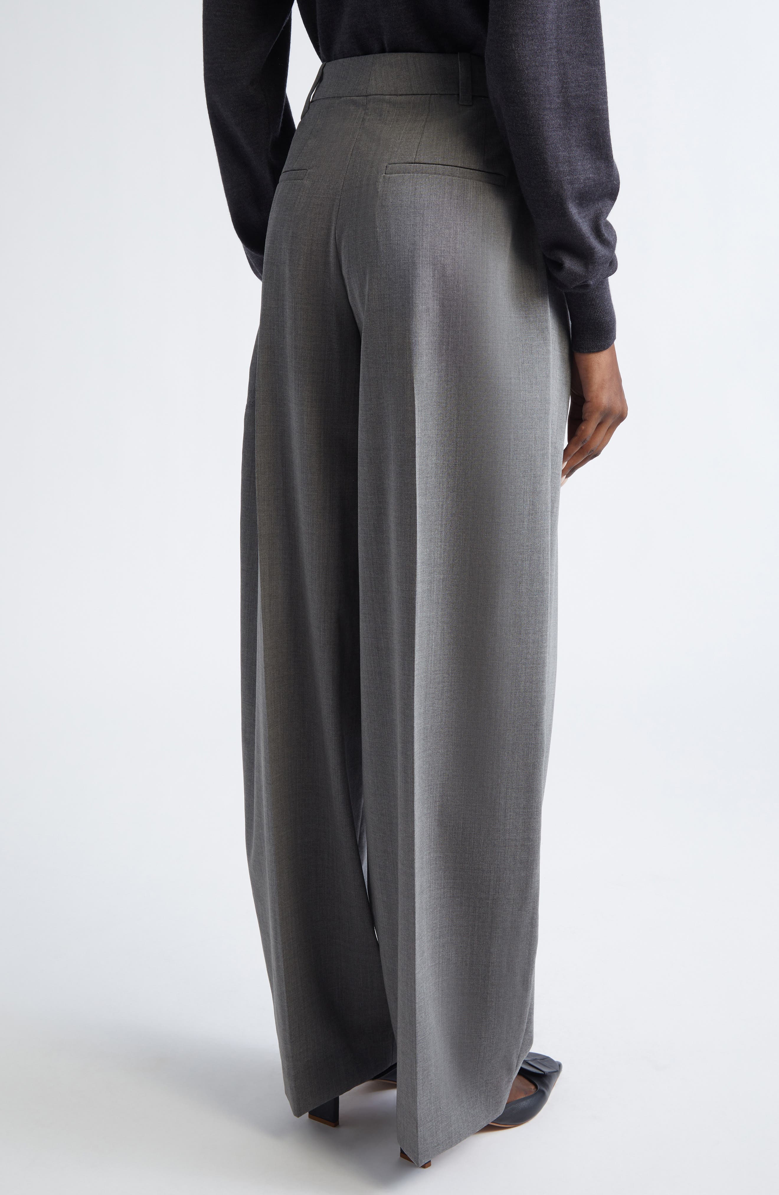 Le Pantalon d'Homme Pleated Stretch Virgin Wool Wide Leg Pants