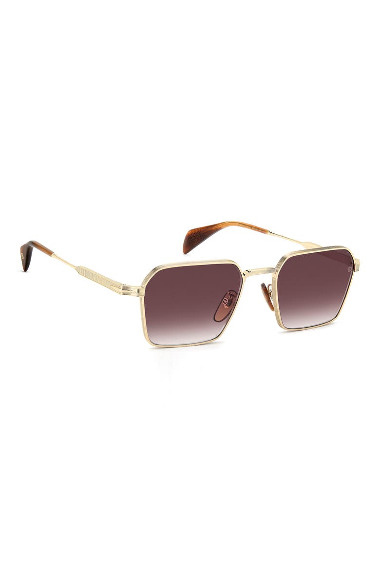 DB 1245/S 53mm Rectangular Sunglasses, Alternate, color, GOLD BROWN HORN/ VIOLET SF AR