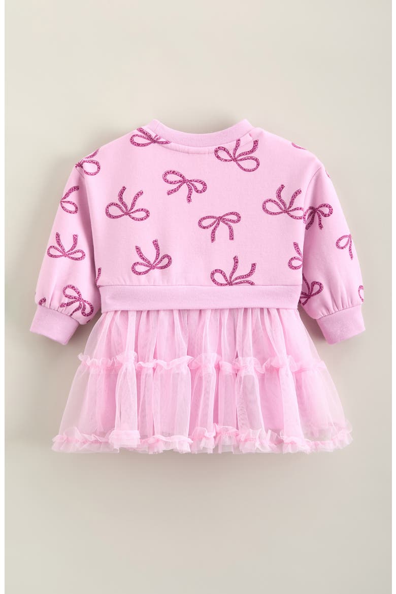 Mixed Media Tiered Tutu Dress, Alternate, color, PINK LEOPARD BOWS- PINK