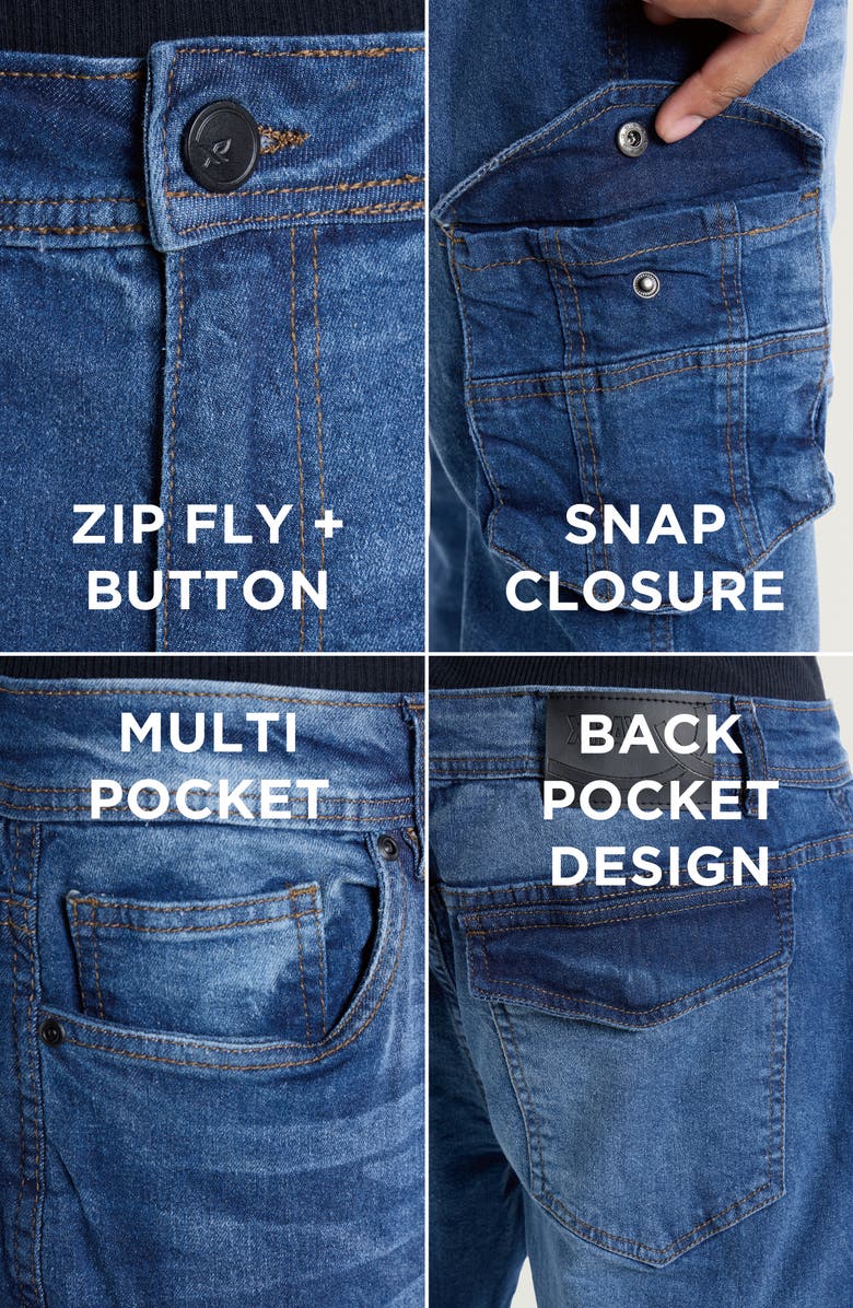 XRAY Slim Fit Cargo Pocket Denim Jeans, Alternate, color, Medium Wash