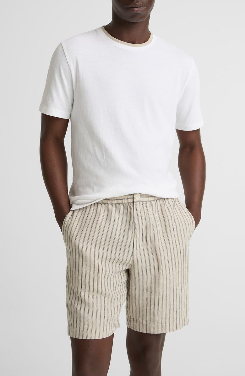 Vince Ballstone Stripe Hemp Drawstring Shorts, Alternate, color, Parchment/ Coastal Stripes
