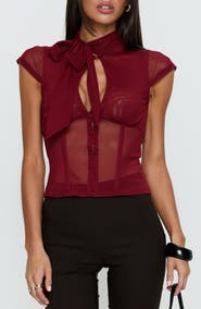 Princess Polly Anistasia Mesh Keyhole Corset Top with Scarf