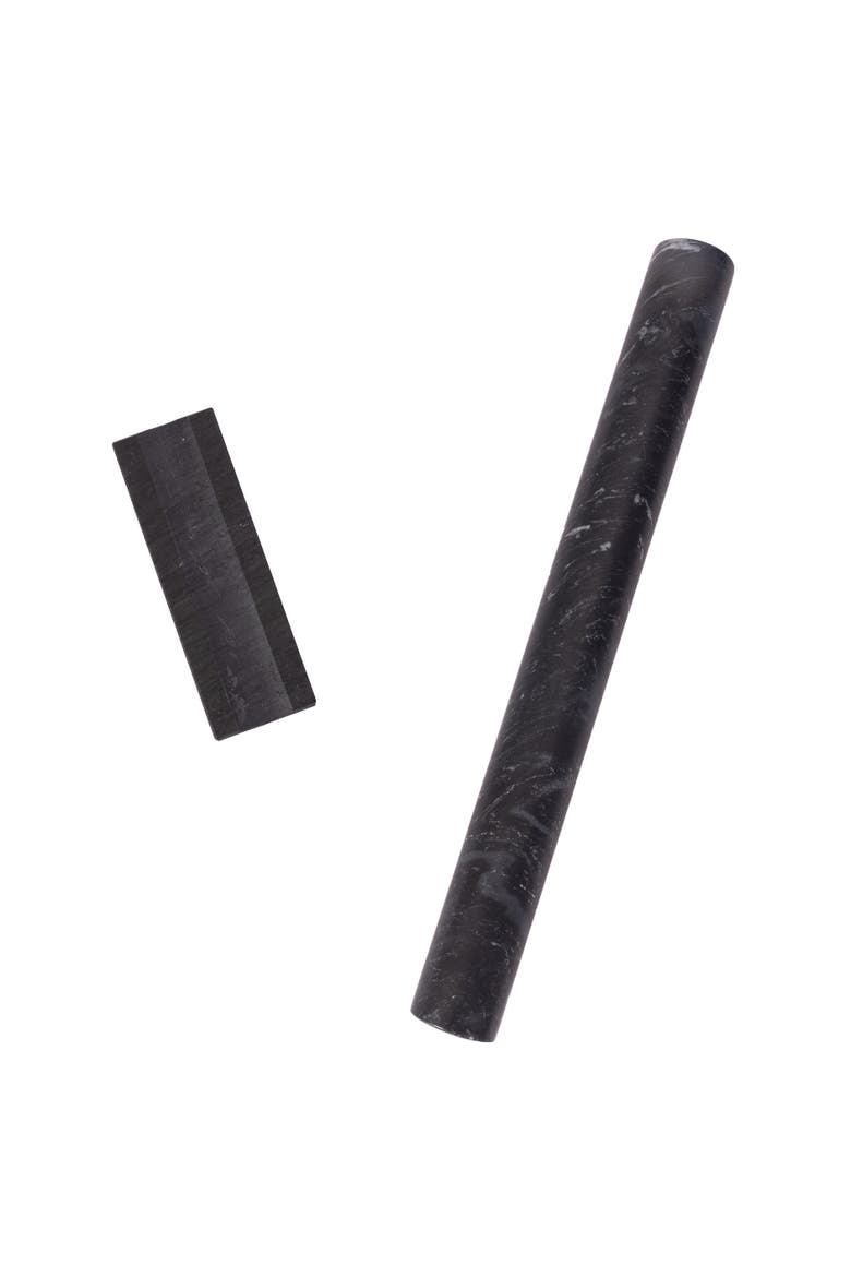 Artifacts Trading Company 12" Straight Rolling Pin With Marble Stand, Alternate, color, Black Matte