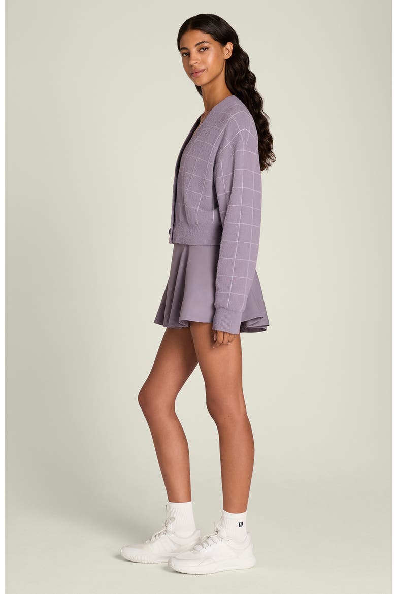 Throwback Crop Cardigan, Alternate, color, PURPLE ASH