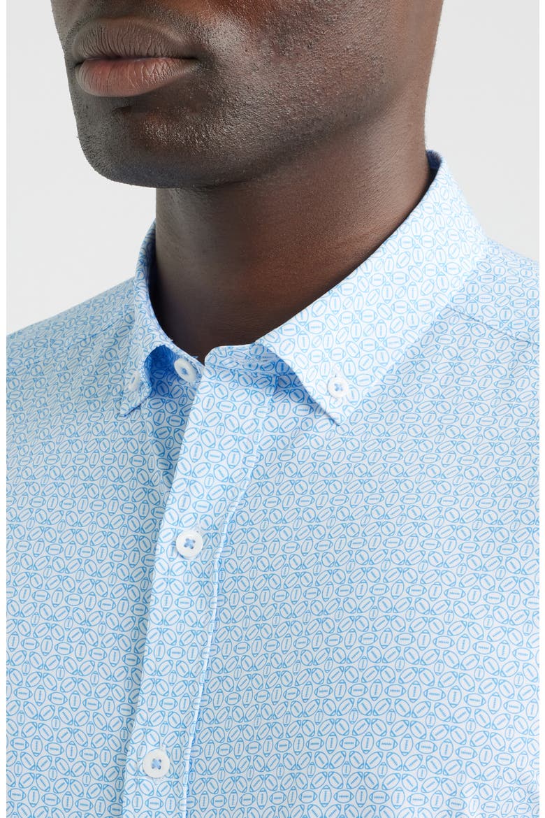 XC+™ Football Print Performance Button-Down Shirt, Alternate, color, LIGHT BLUE