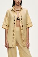 Nocturne Belted Eyelet Detail Short-Sleeve Jacket