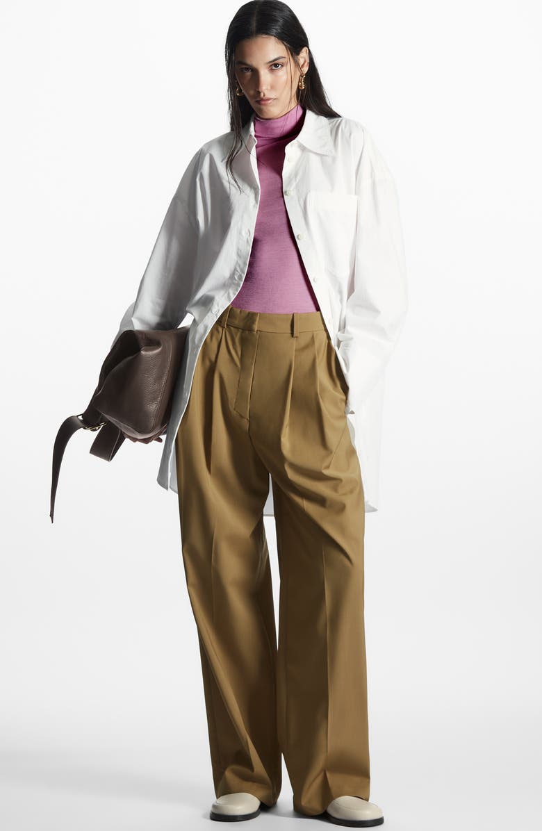 COS Oversize Cotton Button-Up Shirt, Alternate, color, 