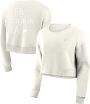FANATICS Women's Fanatics Cream Philadelphia Eagles Studio Tri-Blend Cropped Pullover Sweatshirt